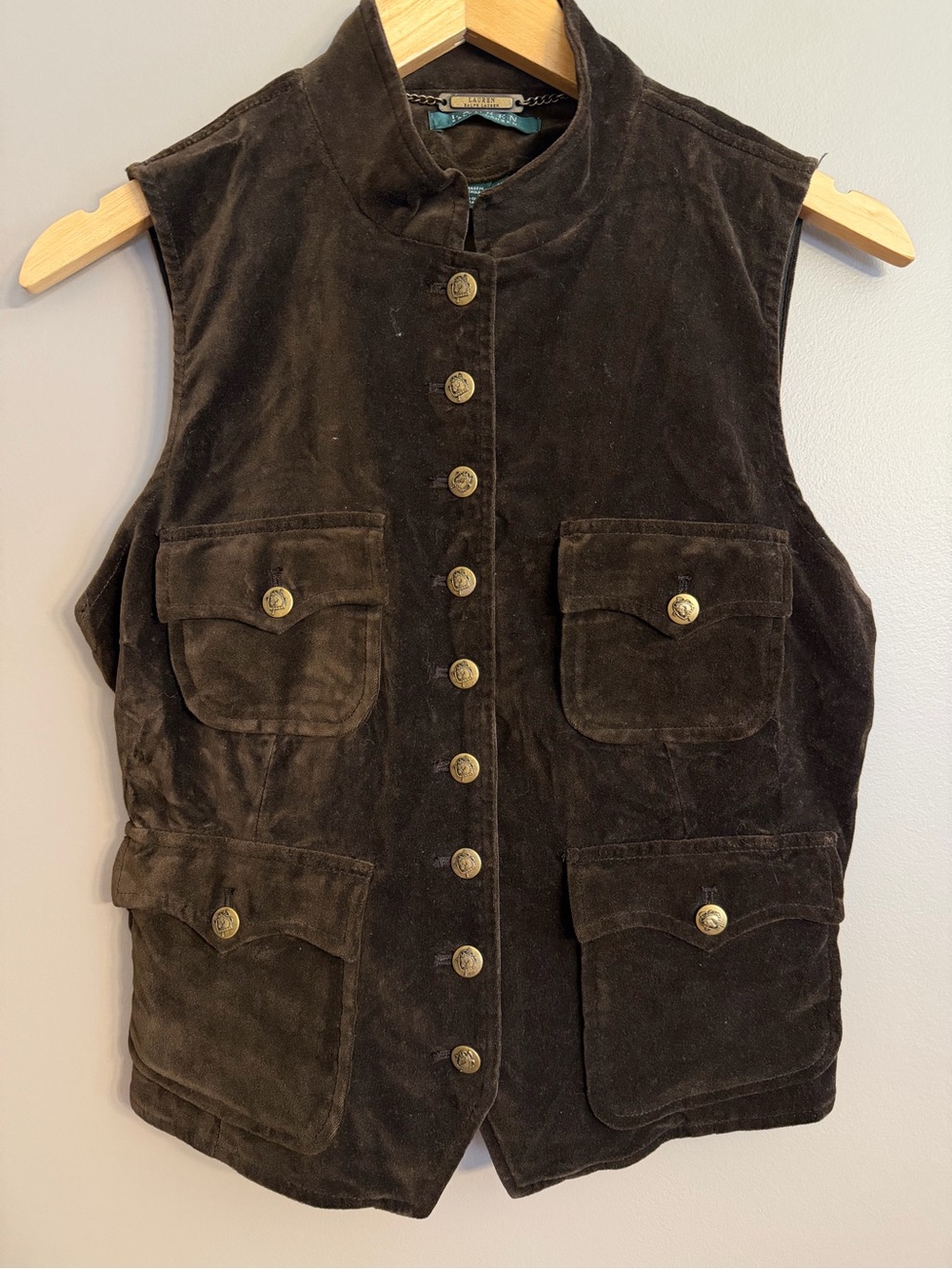 LAUREN Ralph Lauren Velvet Equestrian Mock Neck Vest - Picture 2 of 8